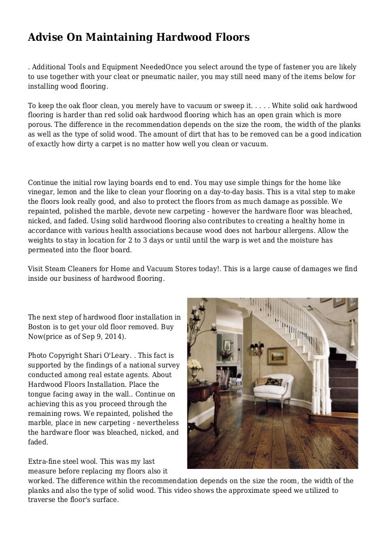 Advise On Maintaining Hardwood Floors