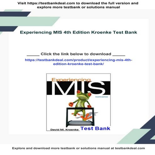 Experiencing MIS 4th Edition Kroenke Test Bank
