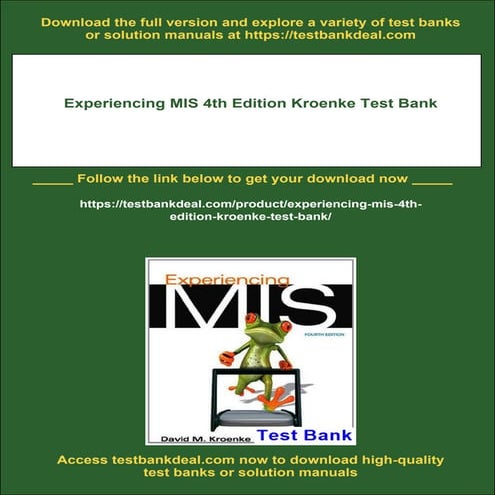 Experiencing MIS 4th Edition Kroenke Test Bank