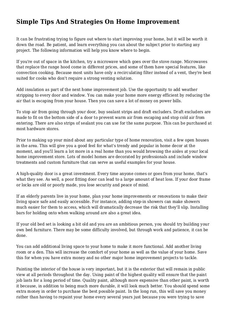 Simple Tips And Strategies On Home Improvement