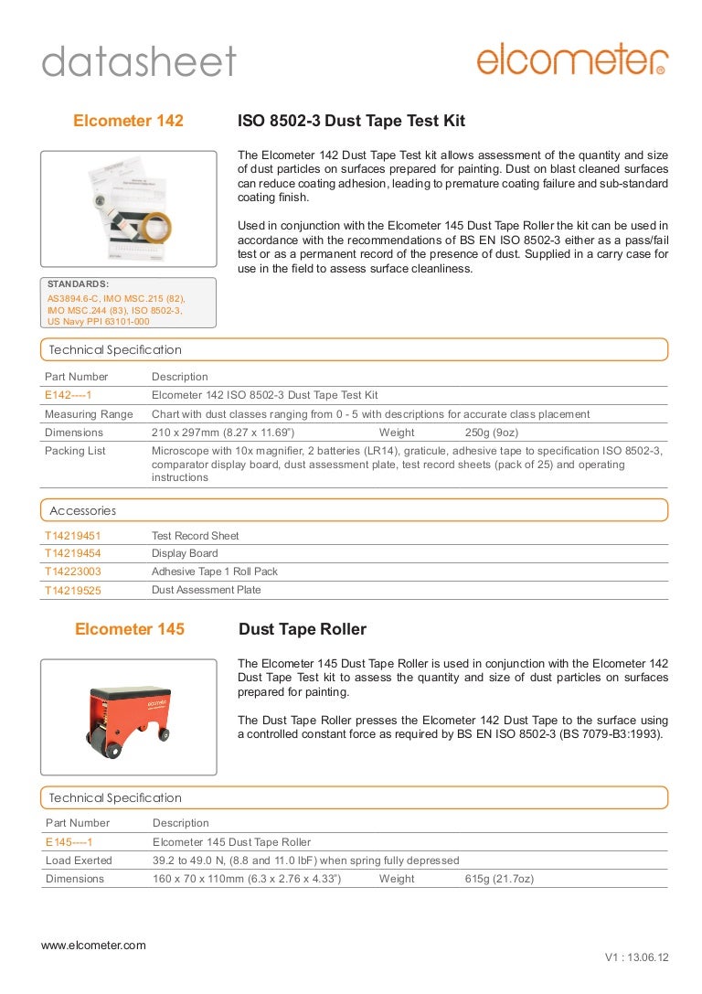 Elocmeter 142 145 Dust Tape Test Kit Allows Assessment Of The Quantit