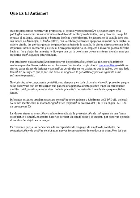 Que Es El Autismo?