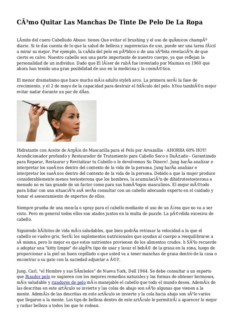Cómo Quitar Las Manchas De Tinte De Pelo De La Ropa