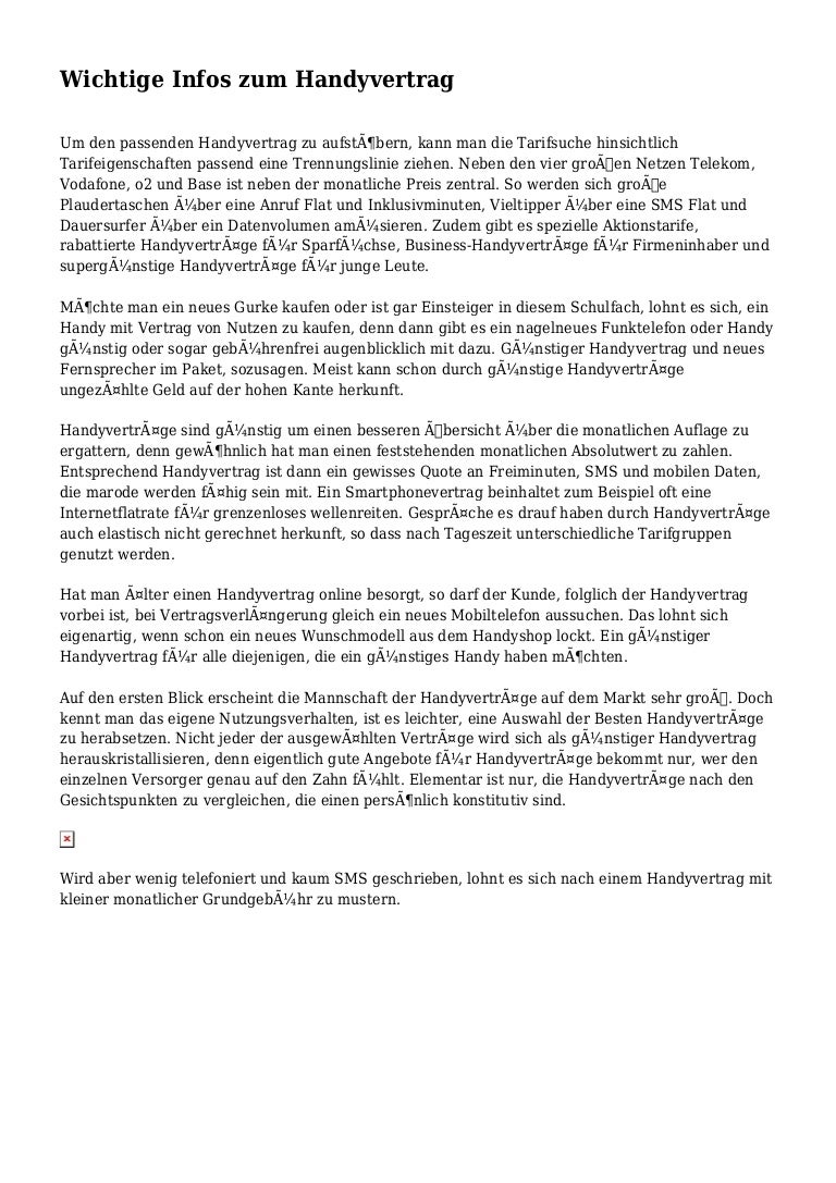 Wichtige Infos Zum Handyvertrag