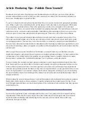 Article Producing Tips - Publish Th...