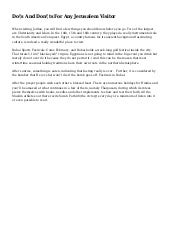 Do\'s And Don\'ts For Any Jerusalem...