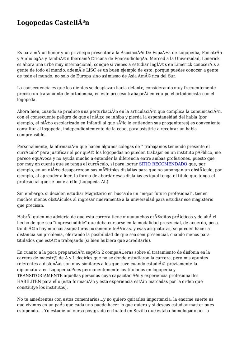 Mejor Universidad Para Estudiar Magisterio En España Logopedas Castellón