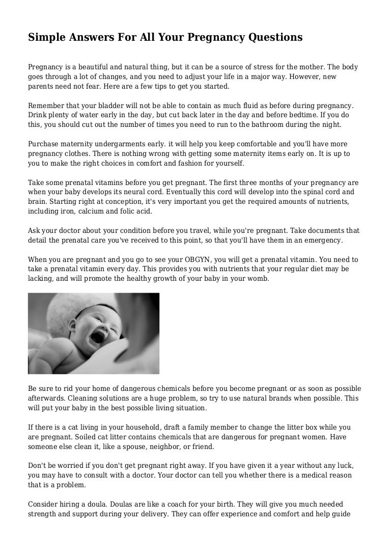 Simple Answers For All Your Pregnancy Questions