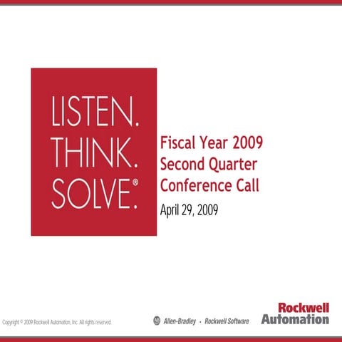 Q1 2009 Earning Report of Rockwell Automation Inc.