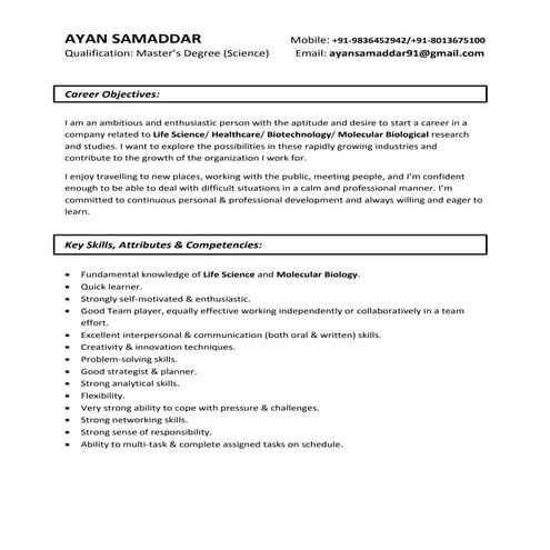 AYAN SAMADDAR - RESUME