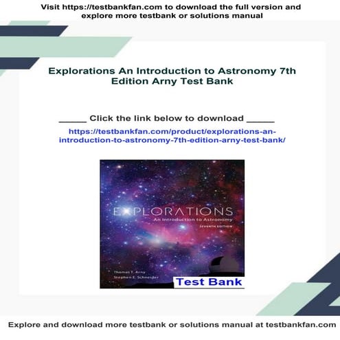 Explorations An Introduction to Astronomy 7th Edition Arny Test Bank | PDF