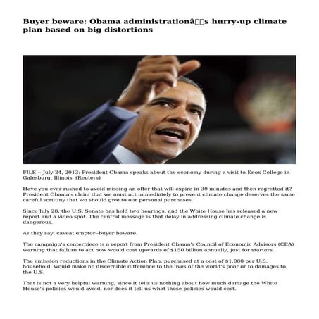 Buyer beware: Obama administration’s hurry-up climate plan based on big disto...