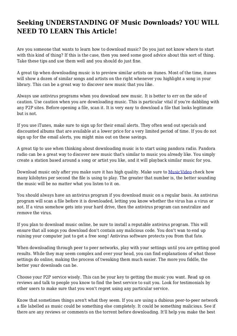 Seeking Understanding Of Music Downloads You Will Need To Learn This