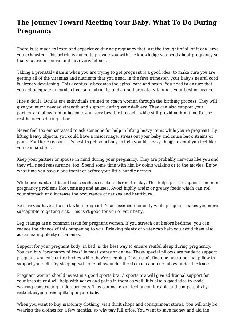 The Journey Toward Meeting Your Baby What To Do During Pregnancy