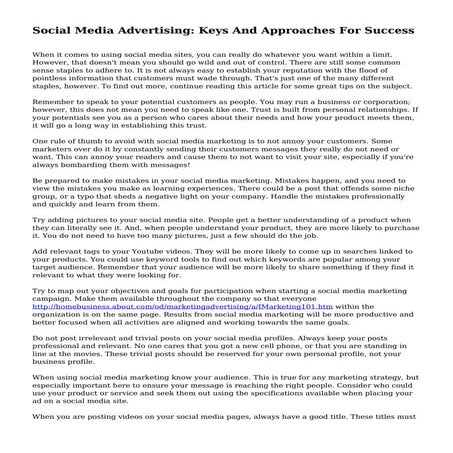 Social Media Advertising: Keys And Approaches For Success