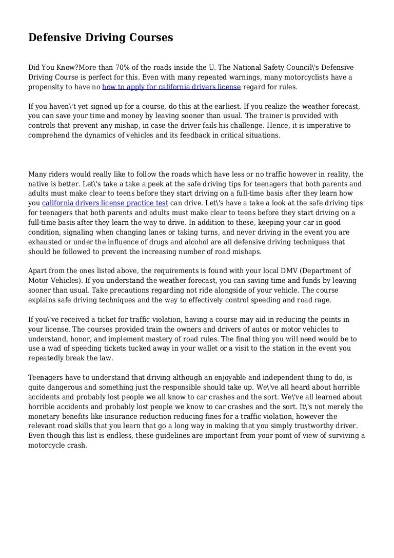 Defensive Driving Courses