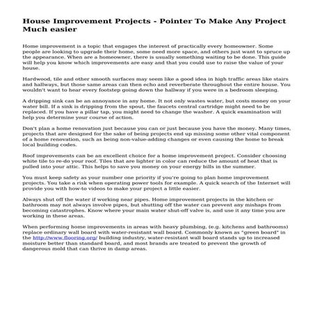 House Improvement Projects - Pointer To Make Any Project Much easier