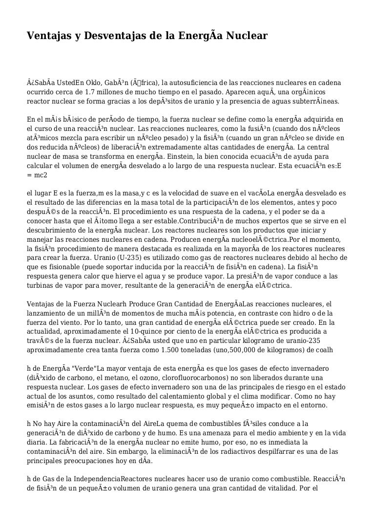 Ventajas Y Desventajas De La Energ a Nuclear