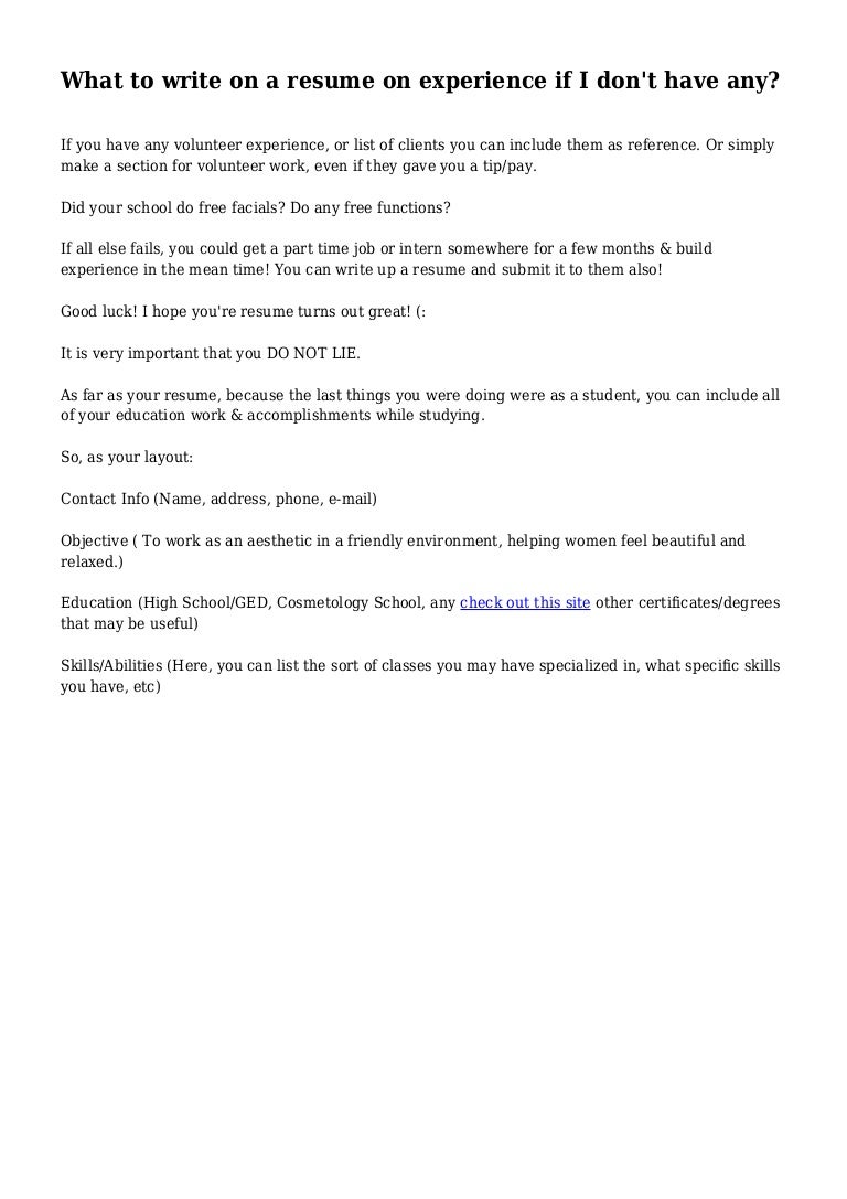 what to write on a resume on experience if i dont have any - Lying About High School Diploma On Resume what to write on a resume on experience if i dont have any - Lying About High School Diploma On Resume