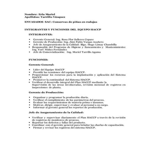142415549 integrantes-y-funciones-del-equipo-haccp