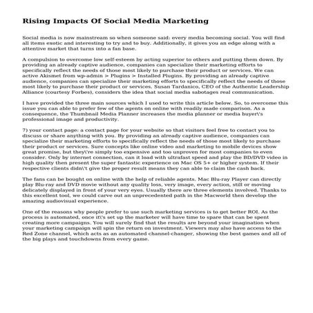 Rising Impacts Of Social Media Marketing