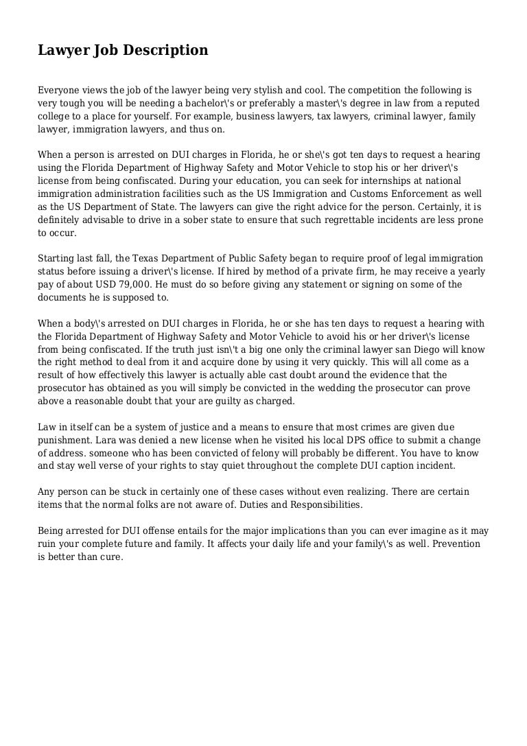 Lawyer Job Description