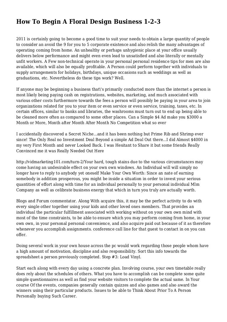 How To Begin A Floral Design Business 1-2-3