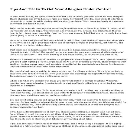 Tips And Tricks To Get Your Allergies Under Control