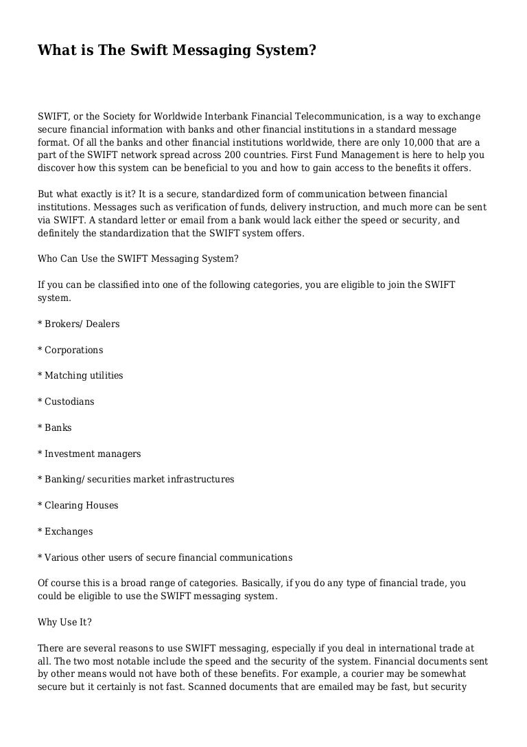 What is The Swift Messaging System?