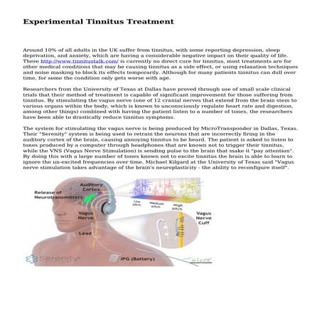 Experimental Tinnitus Treatment | PDF