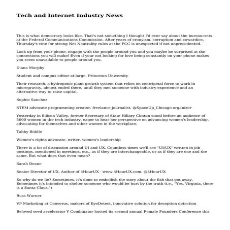 Tech and Internet Industry News