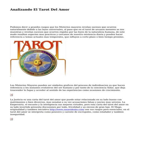 Tarot Del Amor Los Arcanos y su significado espiritual en relaciones | DOCX