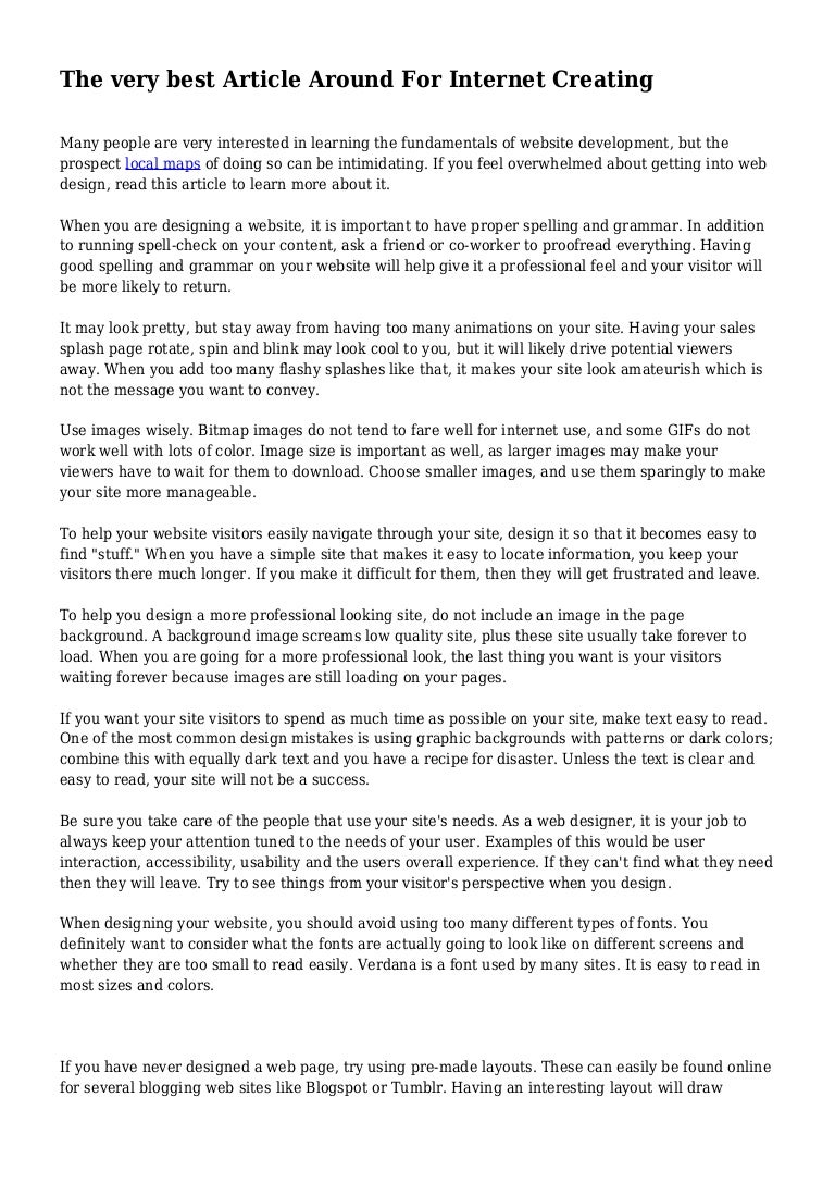 The very best Article Around For Internet Creating