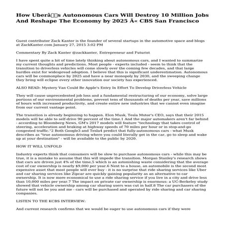 How Uber’s Autonomous Cars Will Destroy 10 Million Jobs And Reshape The Econo...
