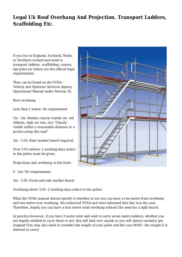 Legal Uk Roof Overhang And Projection. Transport Ladders, Scaffolding…