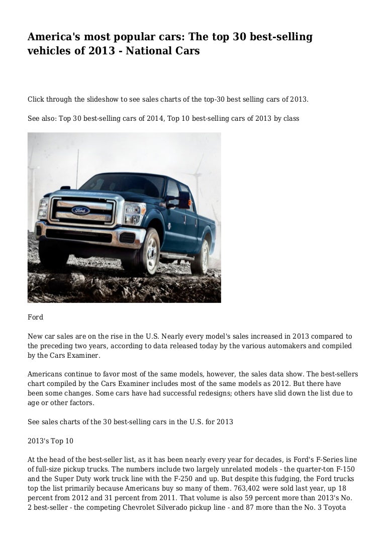 America S Top Selling Cars Suvs And Trucks 2014 Gulfautotraders