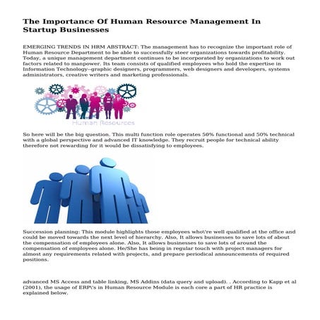 The Importance Of Human Resource Management In Startup Businesses