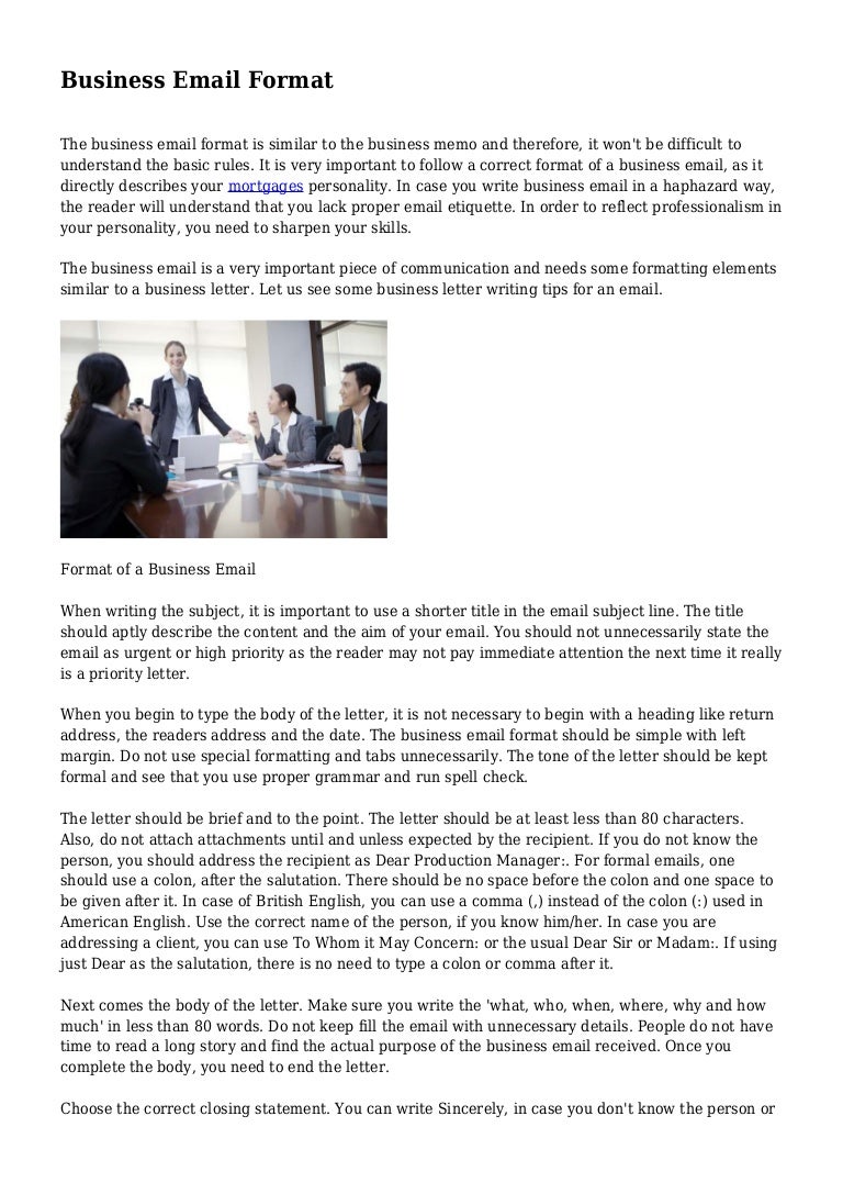 Email Business Format - Bruce.Brianwilliams.Co