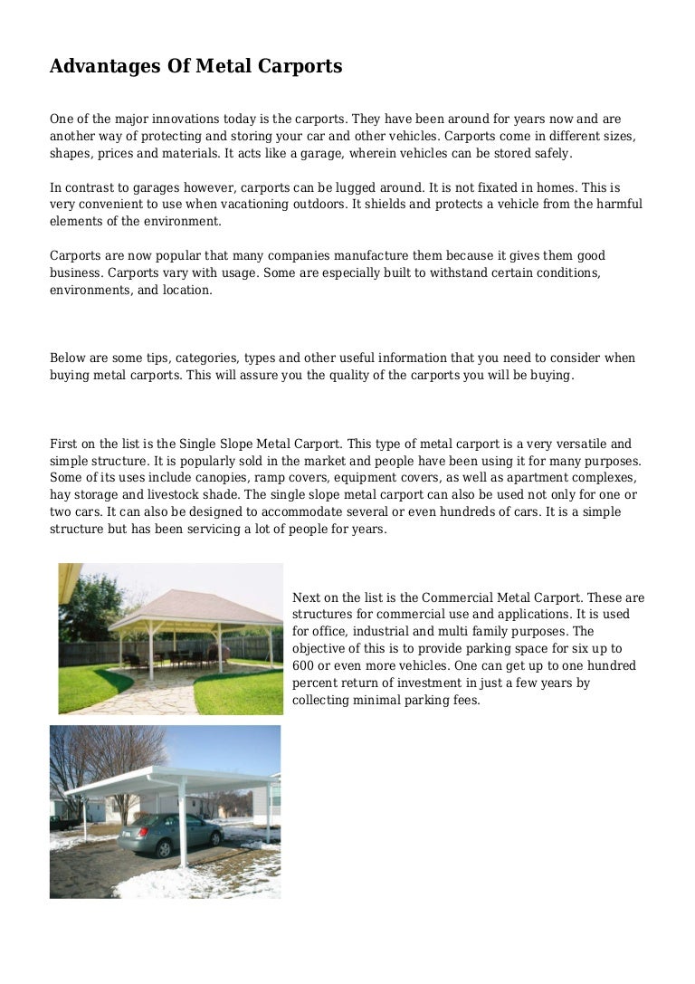 Advantages Of Metal Carports