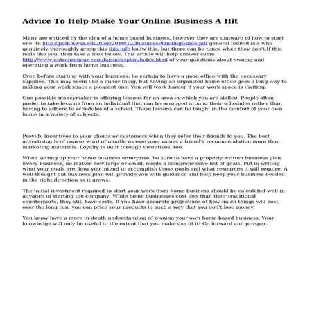 Advice To Help Make Your Online Business A Hit