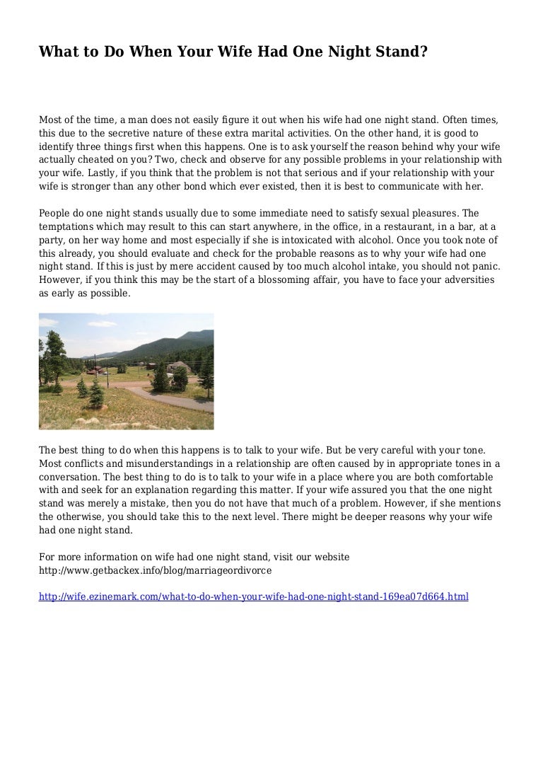 What to Do When Your Wife Had One Night Stand?