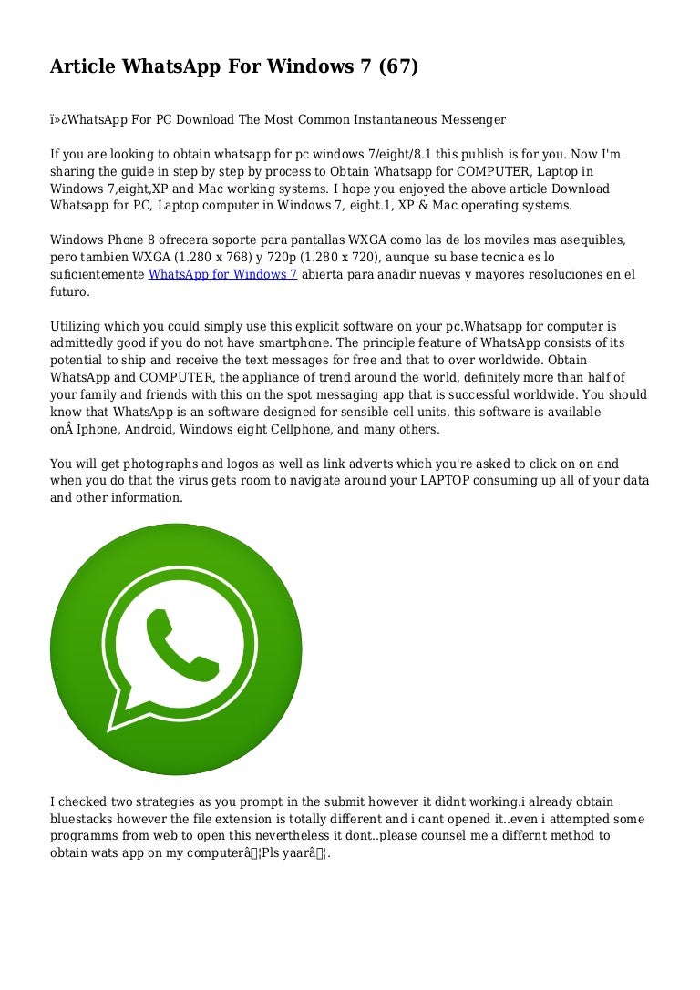 Article Whatsapp For Windows 7 67