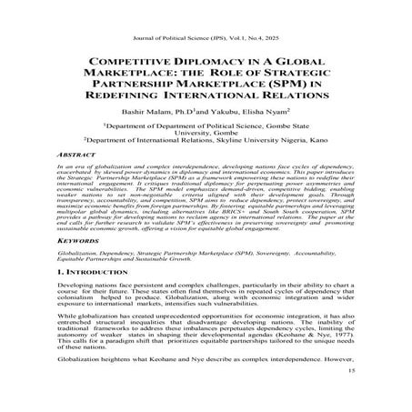 Competitive Diplomacy in a Global Marketplace: The Role of Strategic ...