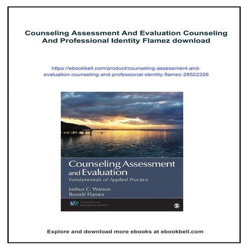 Counseling Assessment And Evaluation Counseling And Professional Identity Flamez