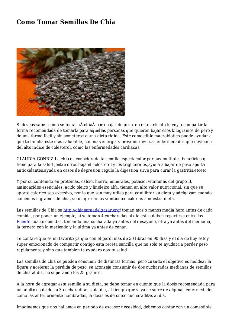 Semillas de chia sirve para adelgazar