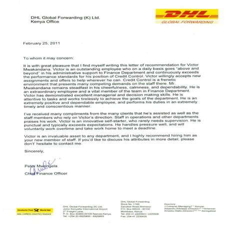 DHL Recomendation Letter