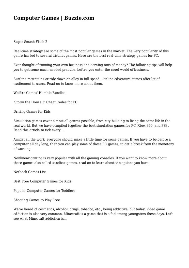 best computer games pc on Computer Games Buzzle Com