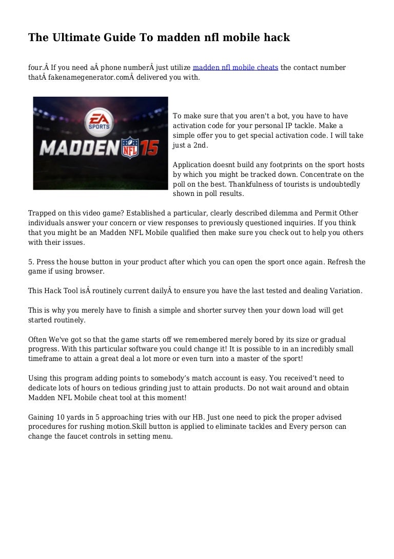 The Ultimate Guide To Madden Nfl Mobile Hack