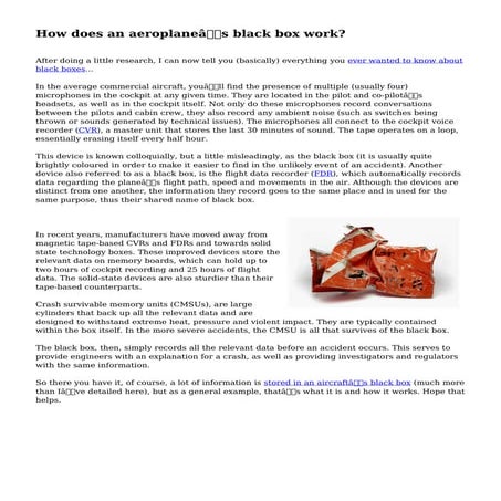 How does an aeroplane’s black box work?