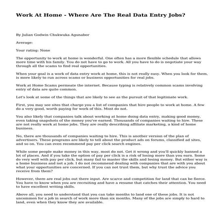 Work At Home - Where Are The Real Data Entry Jobs?